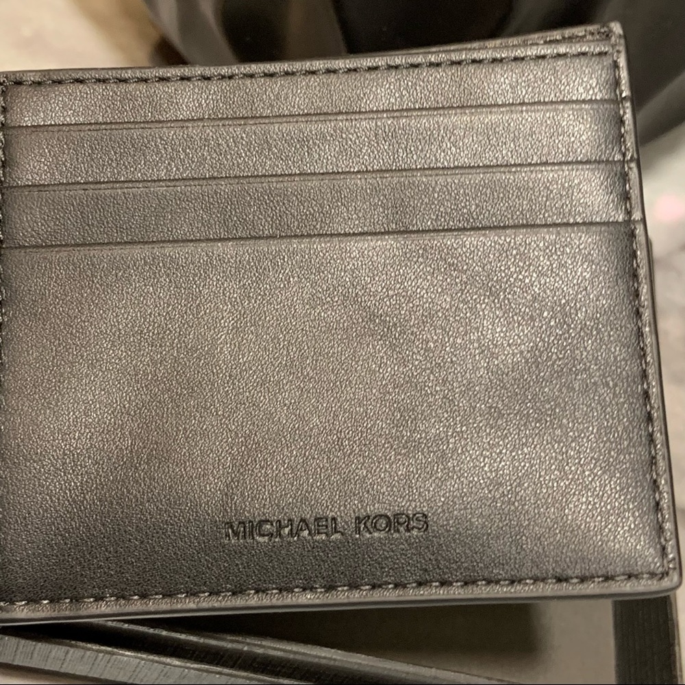 Michael Kors Men's Slim Billfold Grey Leather Wallet NWT $98 - Picture 6 of 9